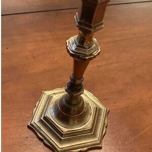 Antique French 18th century solid brass single candleholder beautiful patina
